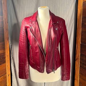 Burgundy faux leather Motorcycle Jacket
